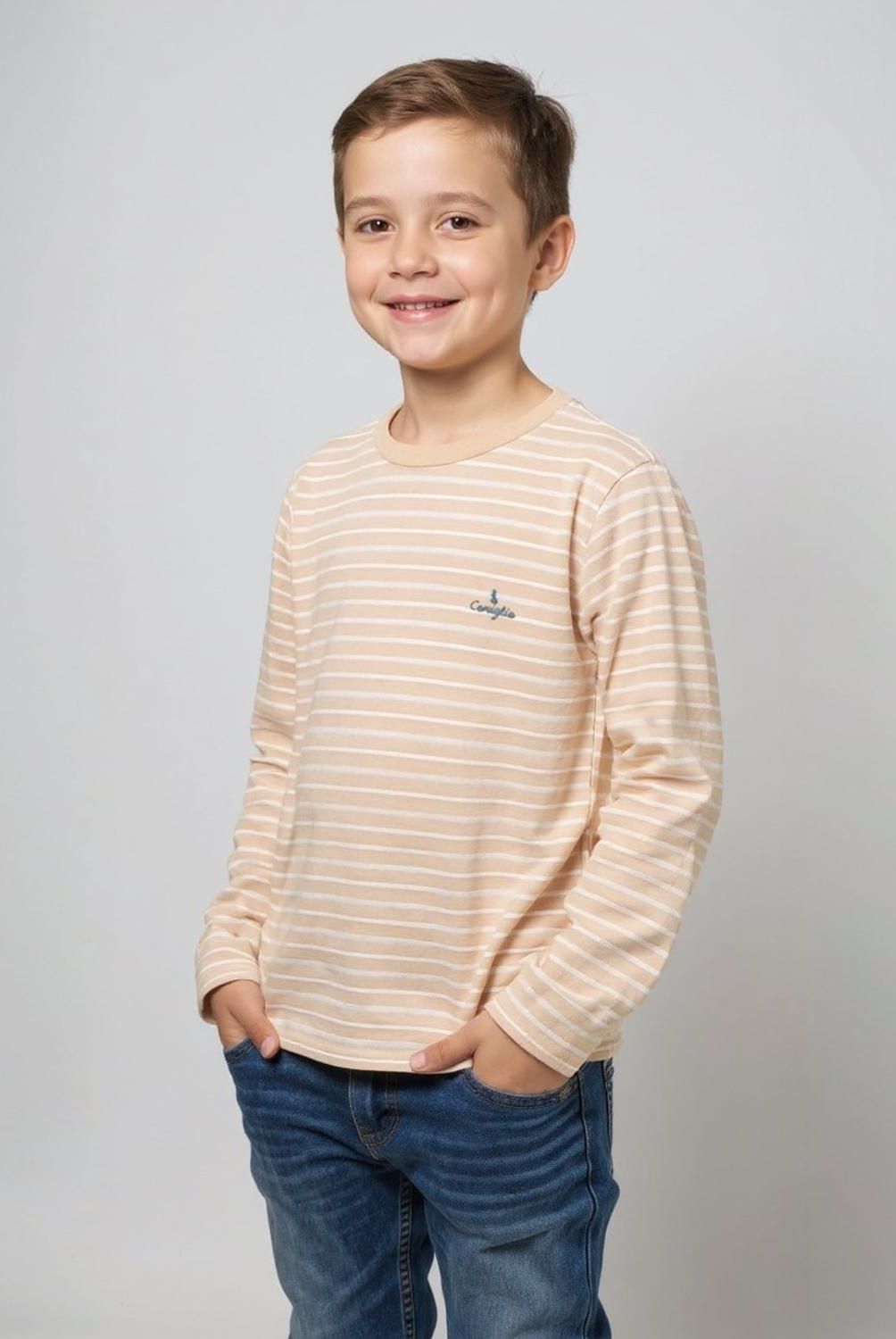 CONIGLIO - Polera Coniglio Algodón Manga Larga Niño Rayas Casual