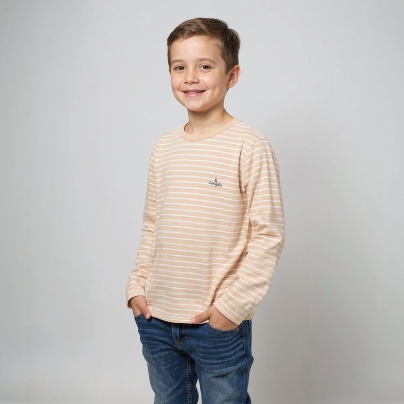 CONIGLIO - Polera Coniglio Algodón Manga Larga Niño Rayas Casual