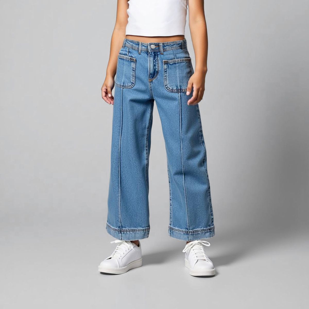 ELEVEN - Jeans Eleven Wide Leg Denim Niña Algodón Tiro Medio