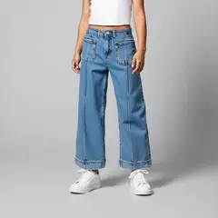ELEVEN - Jeans Wide Leg Denim Niña Algodón Tiro Medio