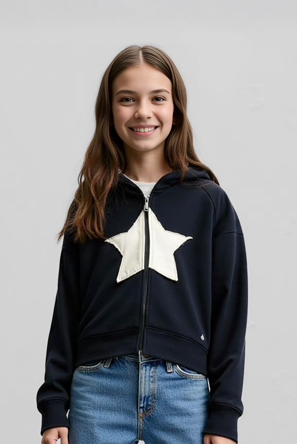 ELEVEN - Polerón Niña Eleven Algodón con Cierre y Gorro