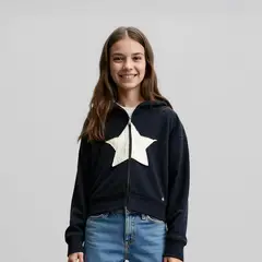 ELEVEN - Polerón Niña Algodón con Cierre y Gorro