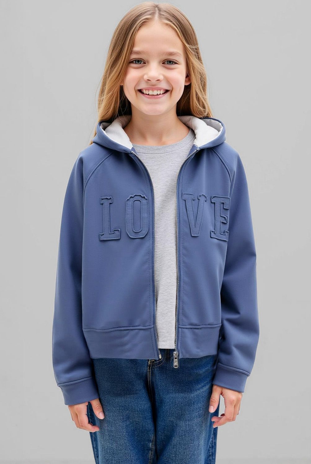 ELEVEN - Polerón Niña Eleven Algodón con Cierre y Gorro