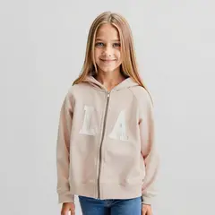 ELEVEN - Polerón Niña Algodón con Cierre y Gorro