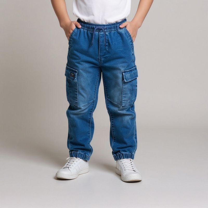 YAMP - Jeans Cargo Jogger Yamp Niño Denim Diseño Liso