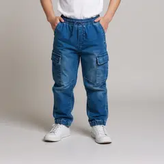 YAMP - Jeans Cargo Jogger Niño Denim Diseño Liso