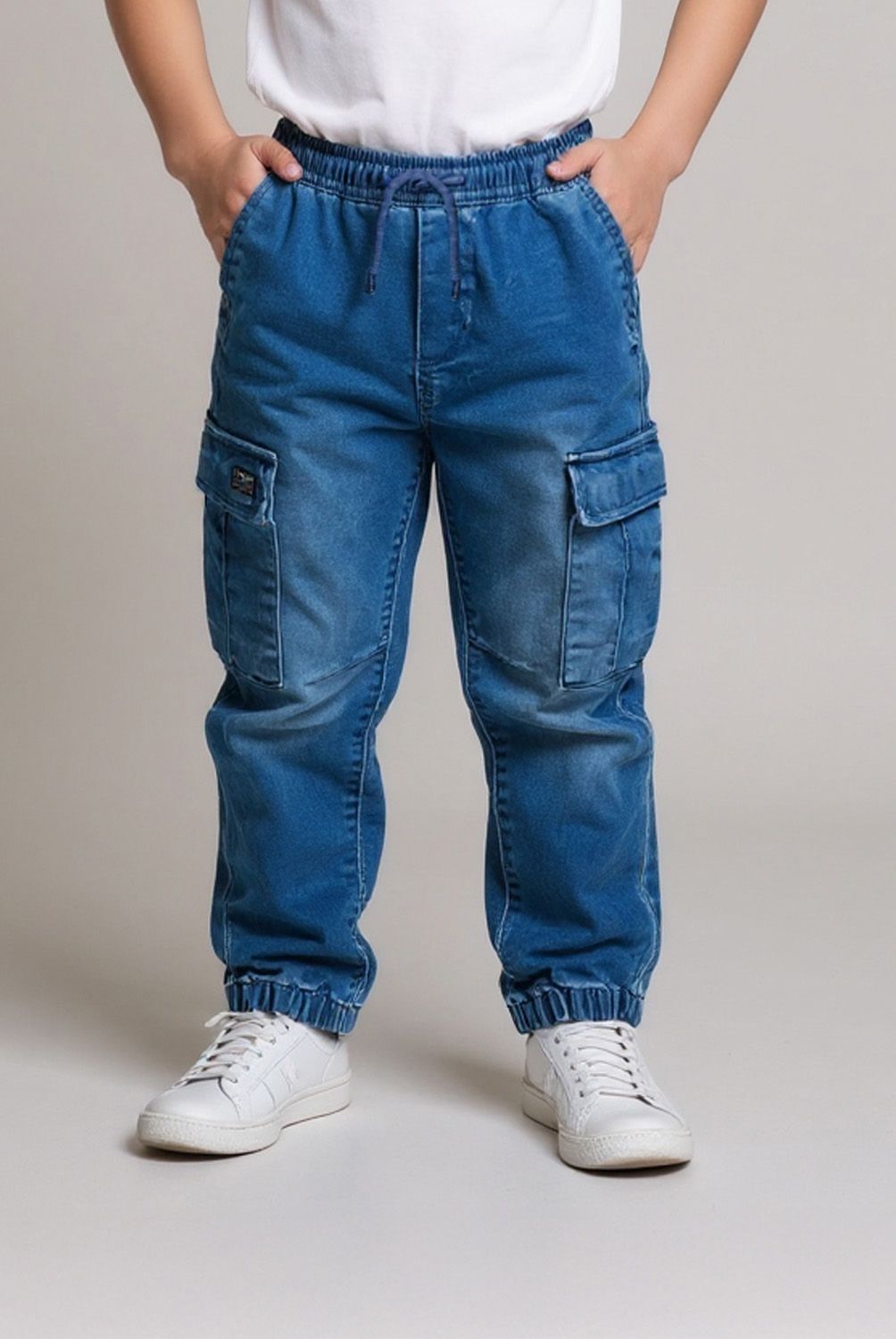 YAMP - Jeans Cargo Jogger Yamp Niño Denim Diseño Liso