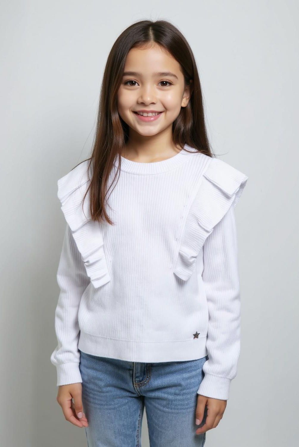 YAMP - Sweater Niña Yamp Manga Larga con Volantes