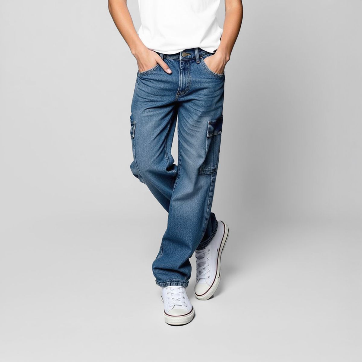 DOO AUSTRALIA - Jeans Cargo Doo Australia Algodón Niño Diseño Liso