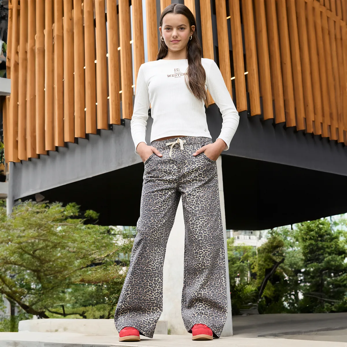 ELEVEN - Jeans Eleven Wide Leg Animal Print Niña Algodón