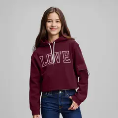 ELEVEN - Polerón Niña Diseño Casual con Gorro y Bolsillo Cargo