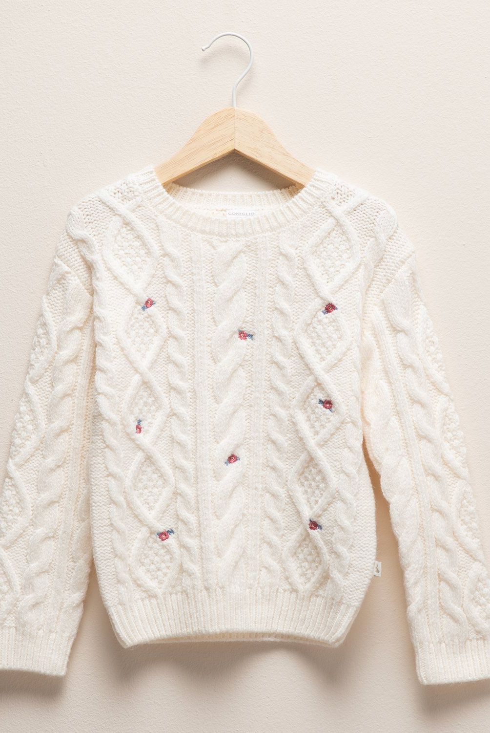 CONIGLIO - Sweater Coniglio Niña Manga Larga Diseño Bordado y Trenzas