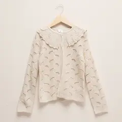 CONIGLIO - Chaleco Acrílico Niña Diseño Calado Cuello Volante