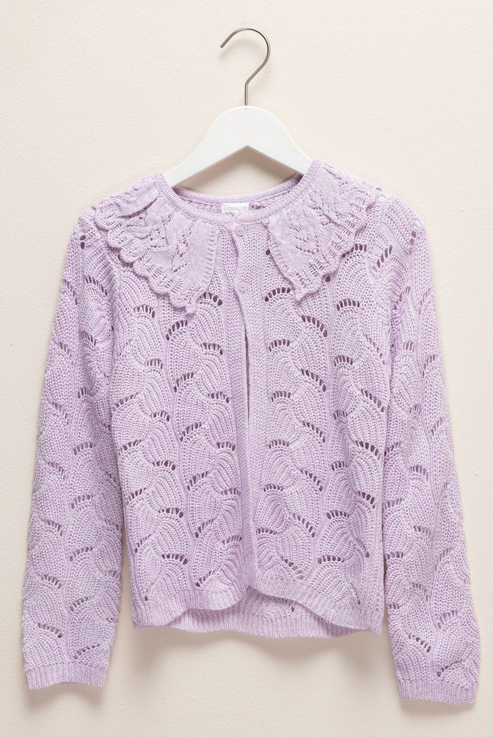 CONIGLIO - Chaleco Acrílico Niña Coniglio Diseño Calado Cuello Volante