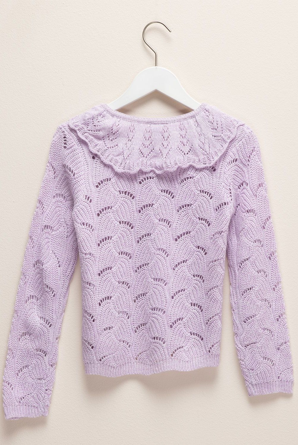 CONIGLIO - Chaleco Acrílico Niña Coniglio Diseño Calado Cuello Volante