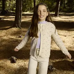 CONIGLIO - Chaleco Acrílico Niña Diseño Calado Cuello Volante