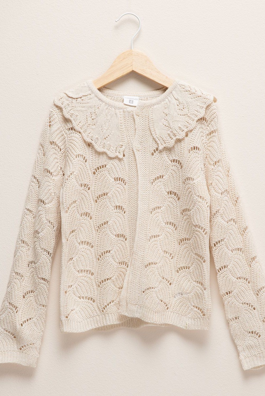 CONIGLIO - Chaleco Acrílico Niña Coniglio Diseño Calado Cuello Volante