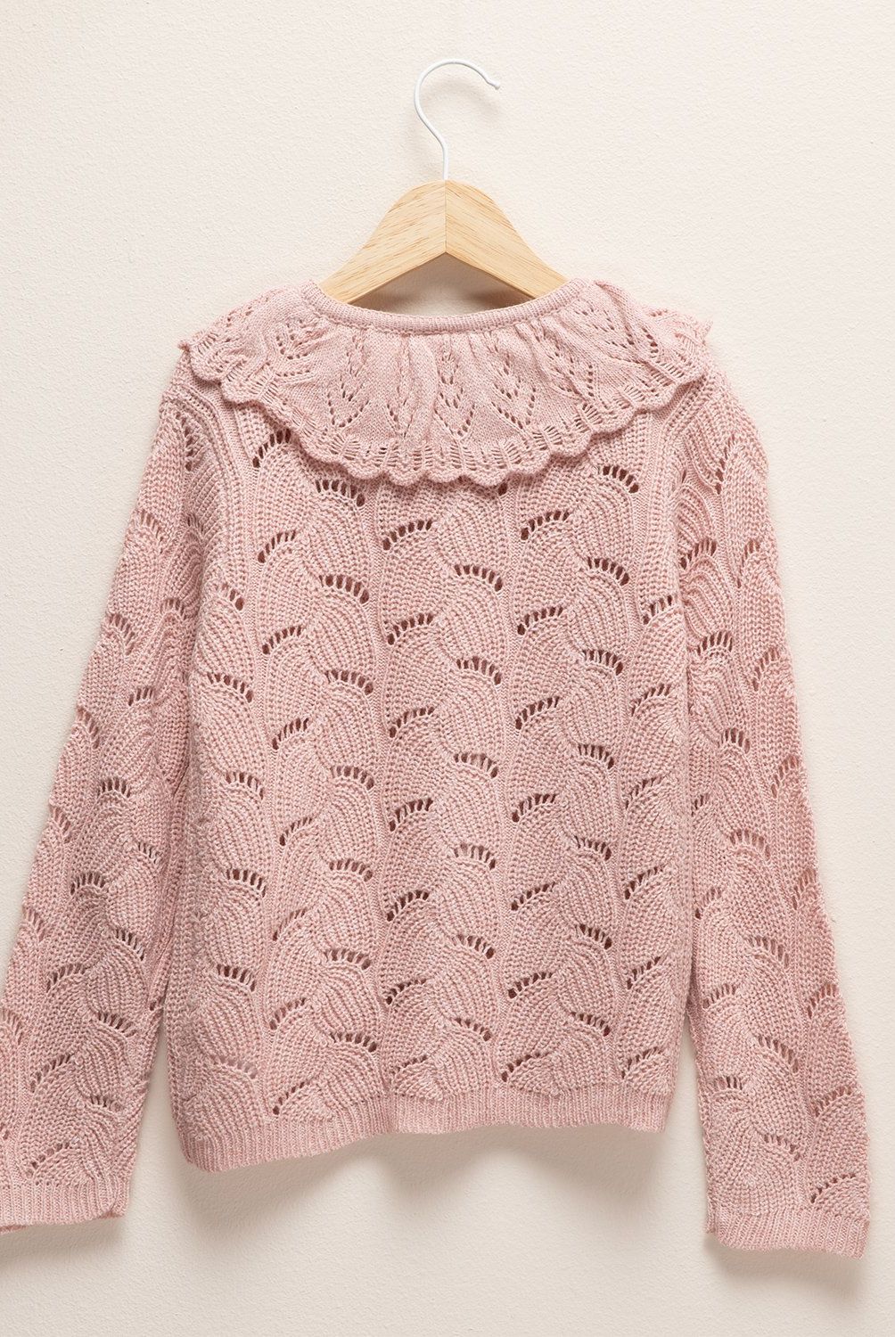 CONIGLIO - Chaleco Acrílico Niña Coniglio Diseño Calado Cuello Volante