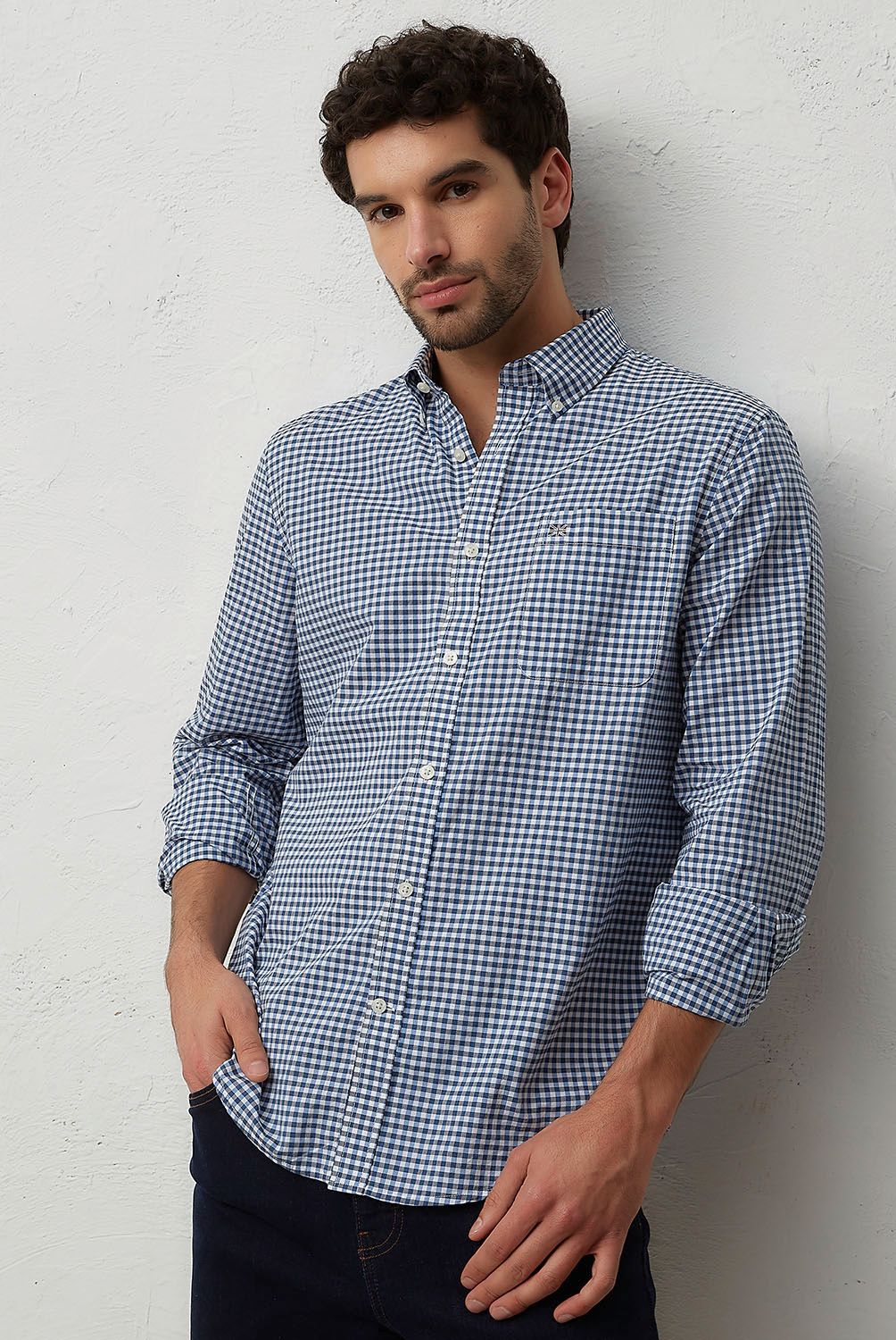 UNIVERSITY CLUB - Camisa Casual Manga Larga Algodón University Club