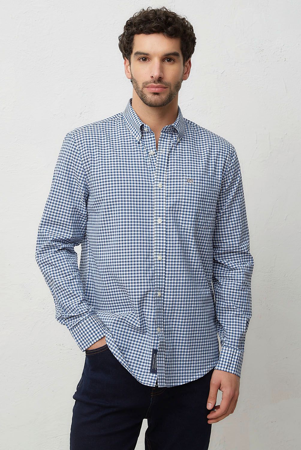UNIVERSITY CLUB - Camisa Casual Manga Larga Algodón University Club
