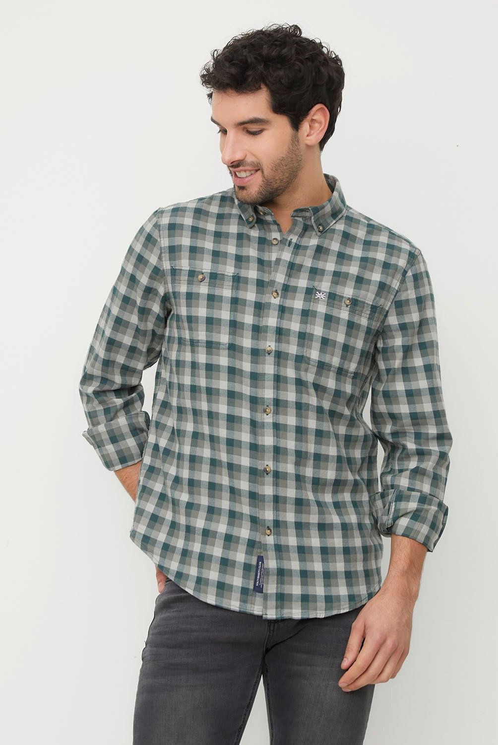 UNIVERSITY CLUB - Camisa Casual Manga Larga Algodón University Club