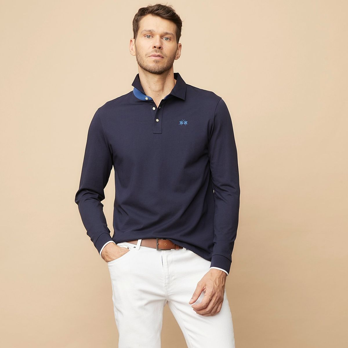 LA MARTINA - Polera Manga Larga Casual Algodón Hombre La Martina