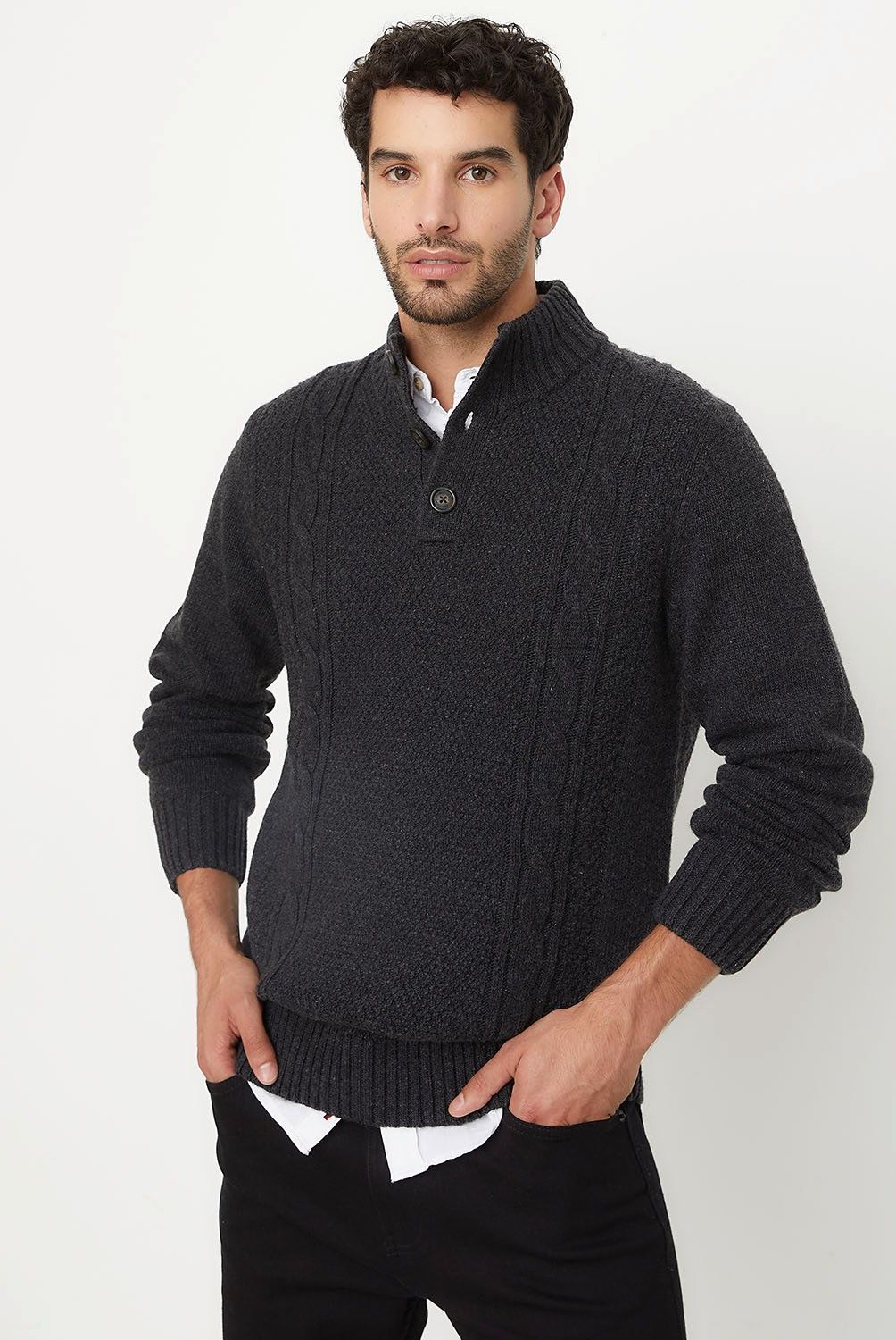 UNIVERSITY CLUB - Sweater Casual Hombre University Club Cuello Alto Con Botones