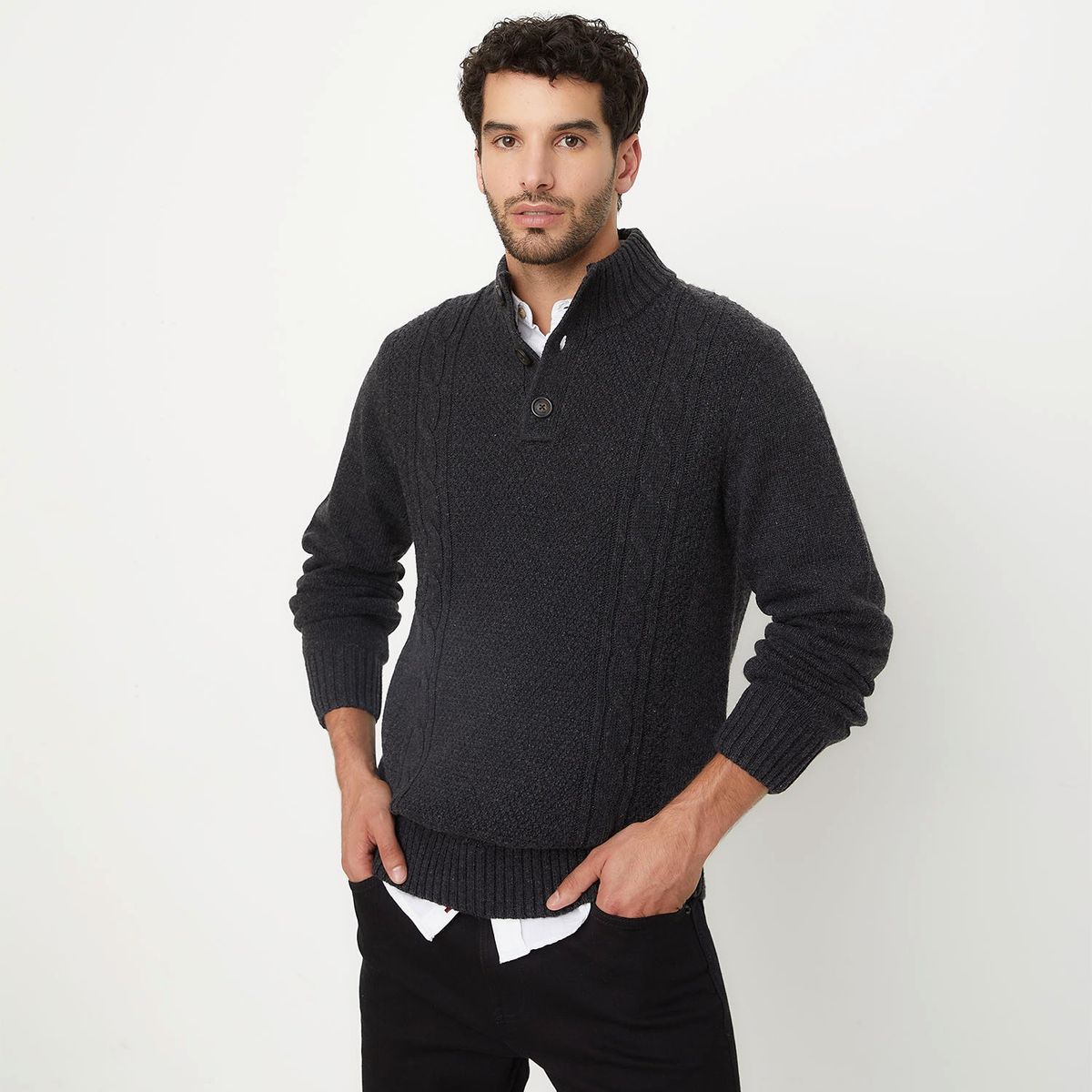 UNIVERSITY CLUB - Sweater Casual Hombre University Club Cuello Alto Con Botones