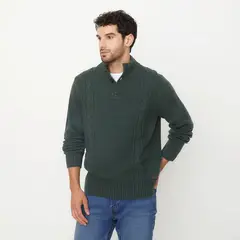 UNIVERSITY CLUB - Sweater Casual Hombre Cuello Alto Con Botones