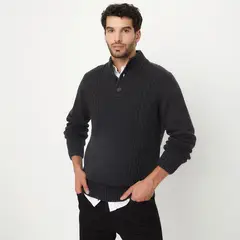 UNIVERSITY CLUB - Sweater Casual Hombre Cuello Alto Con Botones