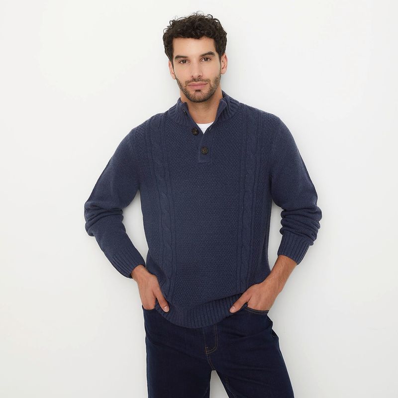 UNIVERSITY CLUB - Sweater Casual Hombre University Club Cuello Alto Con Botones
