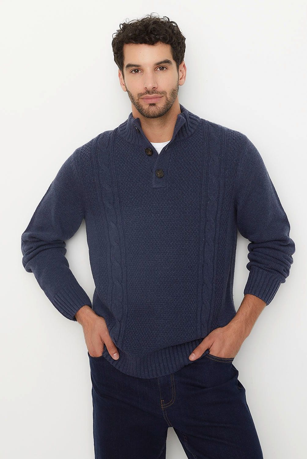 UNIVERSITY CLUB - Sweater Casual Hombre University Club Cuello Alto Con Botones
