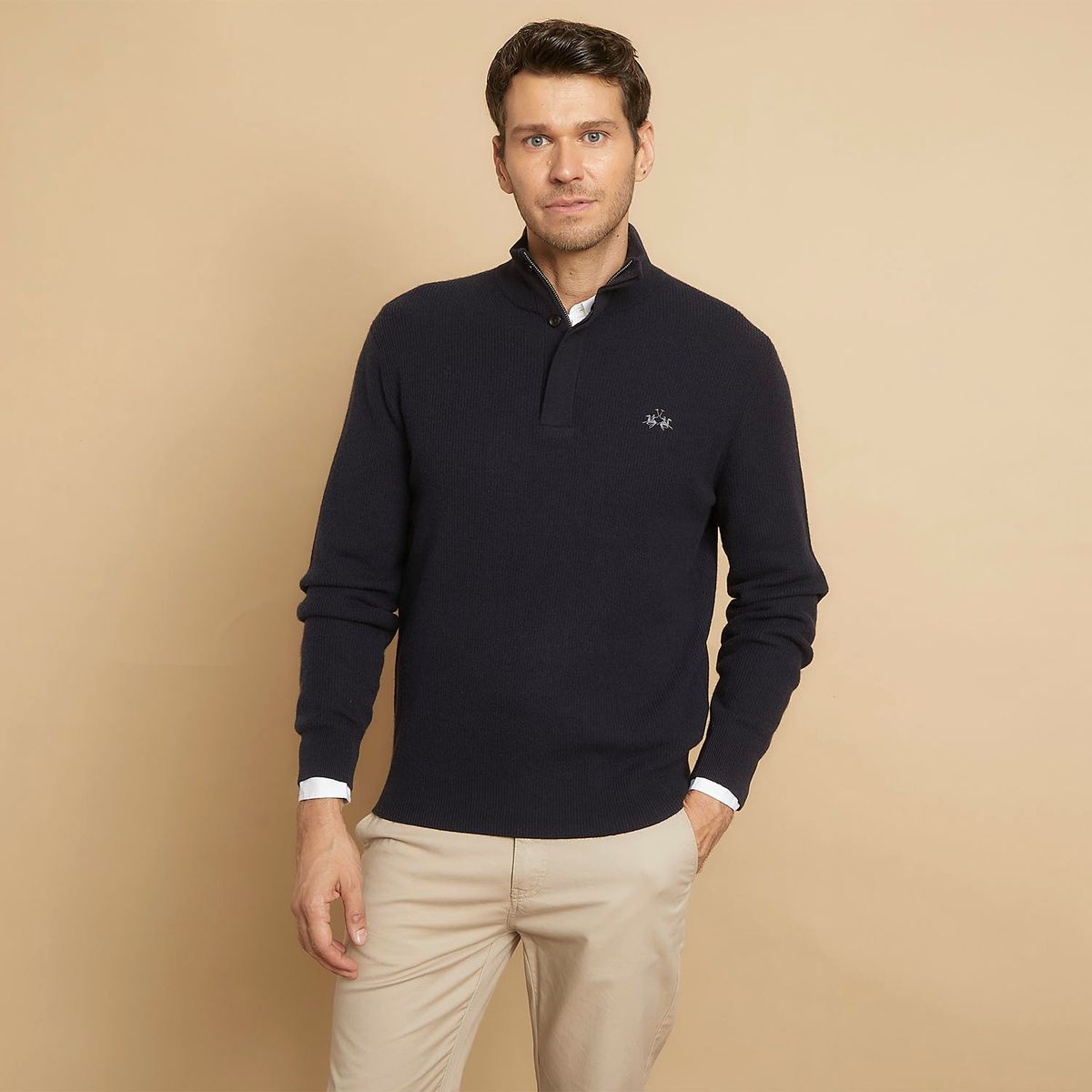 LA MARTINA - Sweater Lana Medio Cierre Hombre La Martina