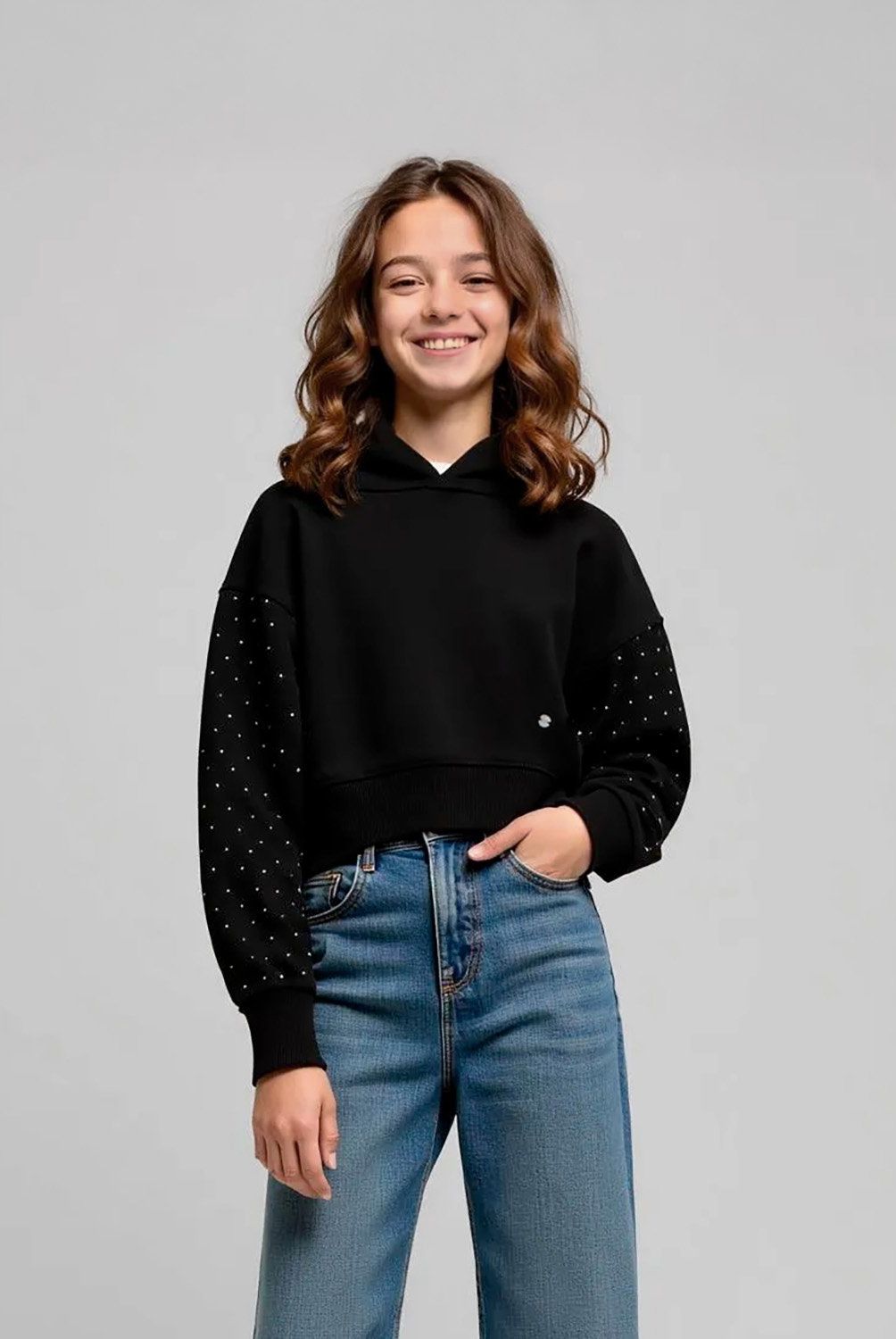 ELEVEN - Sweater Eleven Niña Viscosa Manga Larga con Gorro con Aplicaciones