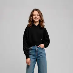ELEVEN - Sweater Niña Viscosa Manga Larga con Gorro con Aplicaciones