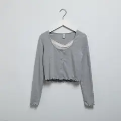 ELEVEN - Polera tipo Cardigan Manga Larga Niña con Encaje