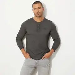 MOSSIMO - Polera Manga Larga Henley Algodón Hombre