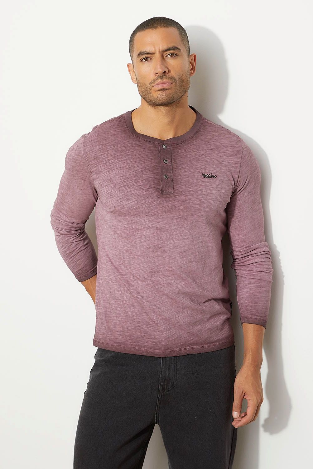 MOSSIMO - Polera Manga Larga Henley Algodón Hombre Mossimo
