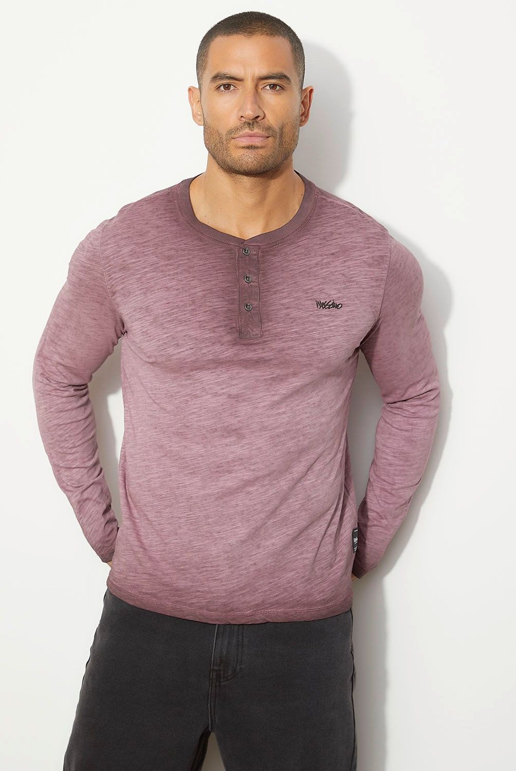 MOSSIMO - Polera Manga Larga Henley Algodón Hombre Mossimo
