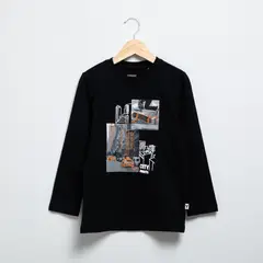 YAMP - Polera Manga Larga Algodón Estampada Niño