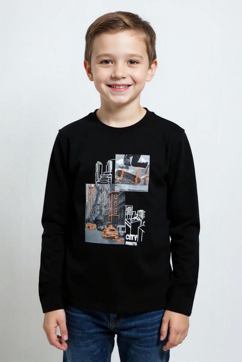 YAMP - Polera Manga Larga Algodón Estampada Niño Yamp