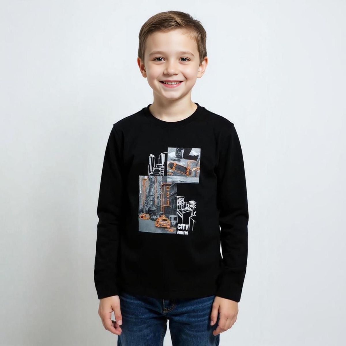 YAMP - Polera Manga Larga Algodón Estampada Niño Yamp