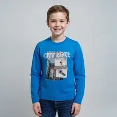 YAMP - Polera Manga Larga Algodón Estampada Niño