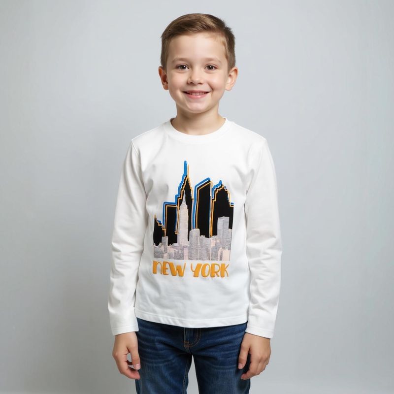 YAMP - Polera Manga Larga Algodón Estampada Niño Yamp