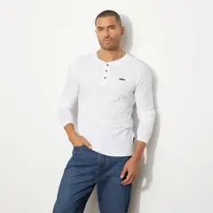 MOSSIMO - Polera Manga Larga Henley Algodón Hombre