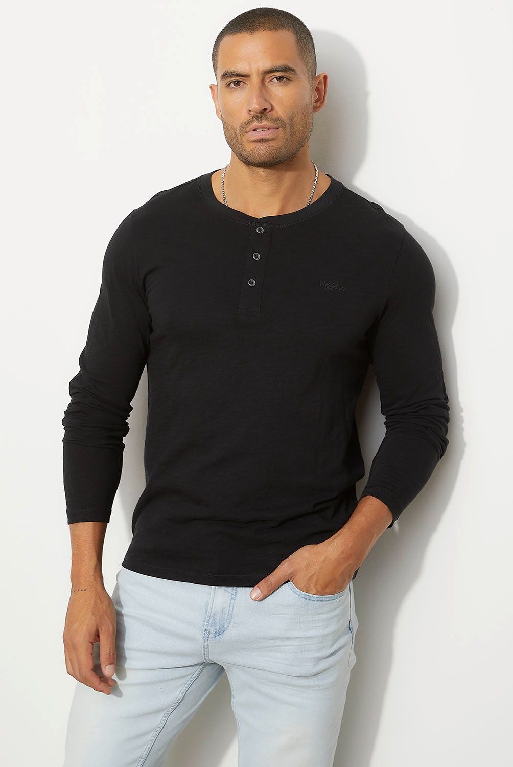 MOSSIMO - Polera Manga Larga Henley Algodón Hombre Mossimo