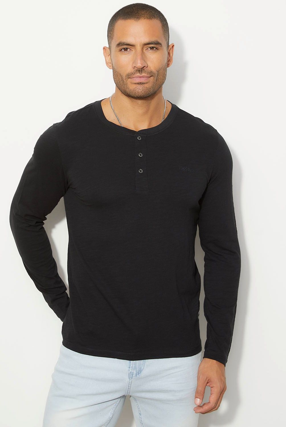 MOSSIMO - Polera Manga Larga Henley Algodón Hombre Mossimo