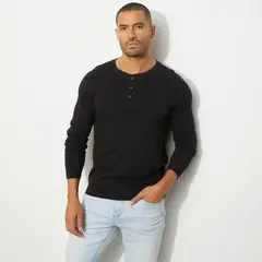 MOSSIMO - Polera Manga Larga Henley Algodón Hombre