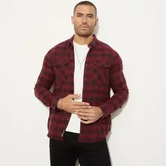 MOSSIMO - Camisa Manga Larga Check Slim Fit Hombre