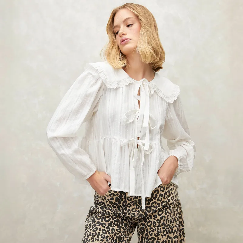 SYBILLA - Blusa Sybilla Manga Larga Algodón Mujer Diseño Liso Casual